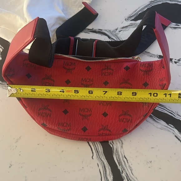 MCM Visetos Belt Bag Candy Red Like New - Picture 7 of 9